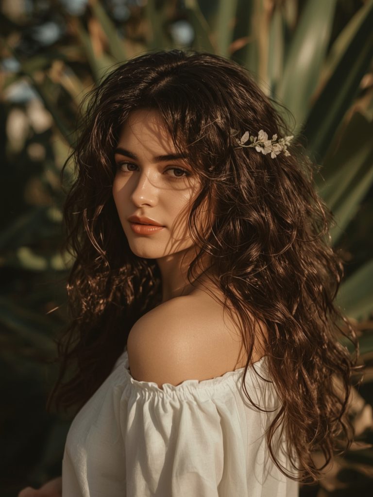 The Side Swept Bangs Butterfly Haircut Long Hair For Round Face