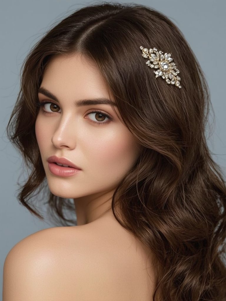 Bridesmaids Hairstyles: Braided Updo with Floral Accents
