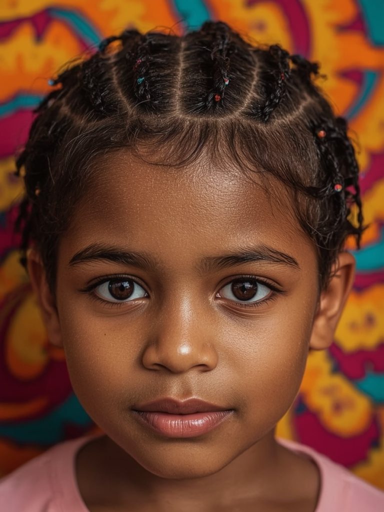 Hair Styles Kids: Top Knot with a Braid