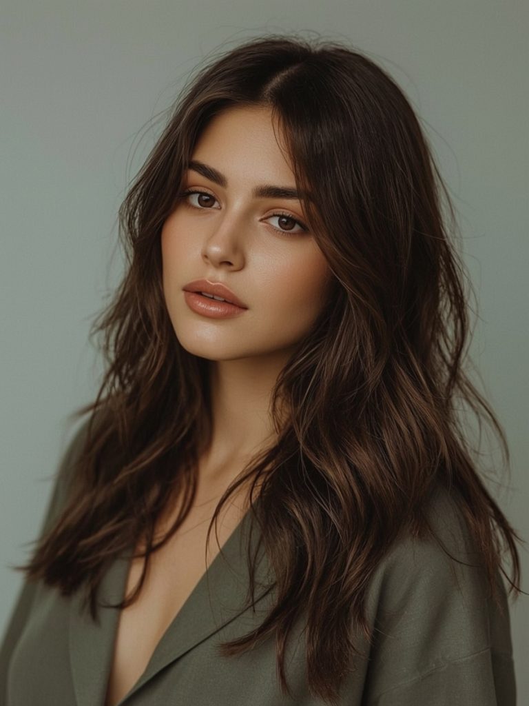 Messy Bun Butterfly Haircut Long Hair For Round Face