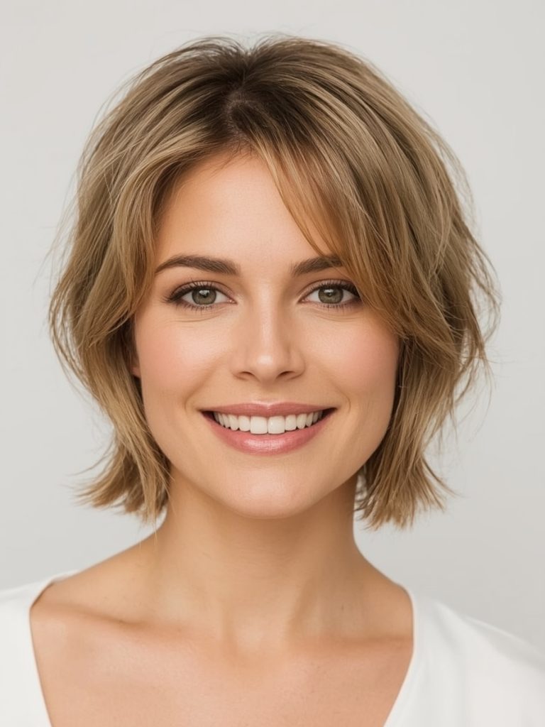 The Straight Butterfly Haircut Long Hair For Round Face