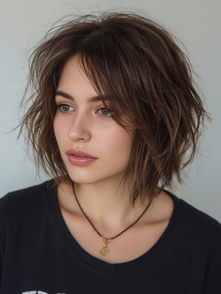 Disconnected Bob Short Messy Haircut For Women