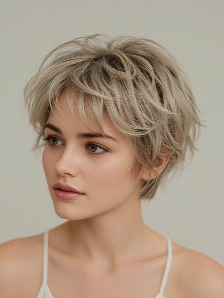 Shaggy Bowl Cut Short Messy Haircut For Women