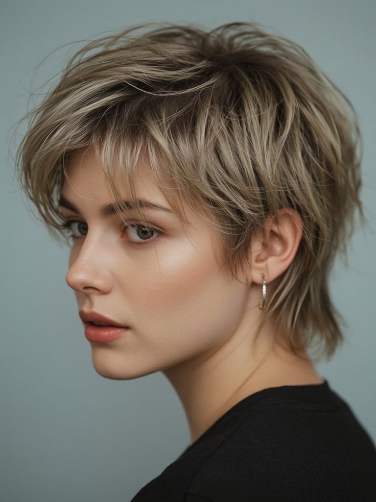 Side Swept Messy Pixie Short Messy Haircut For Women