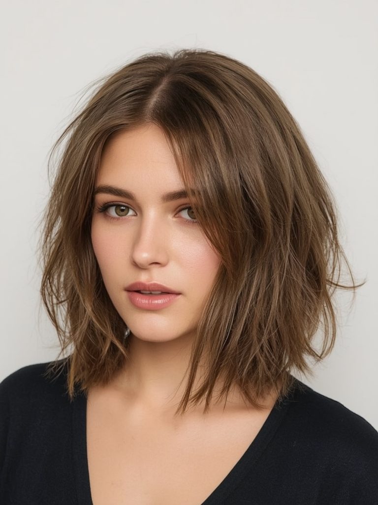 Angled Bob Haircut with Center Part