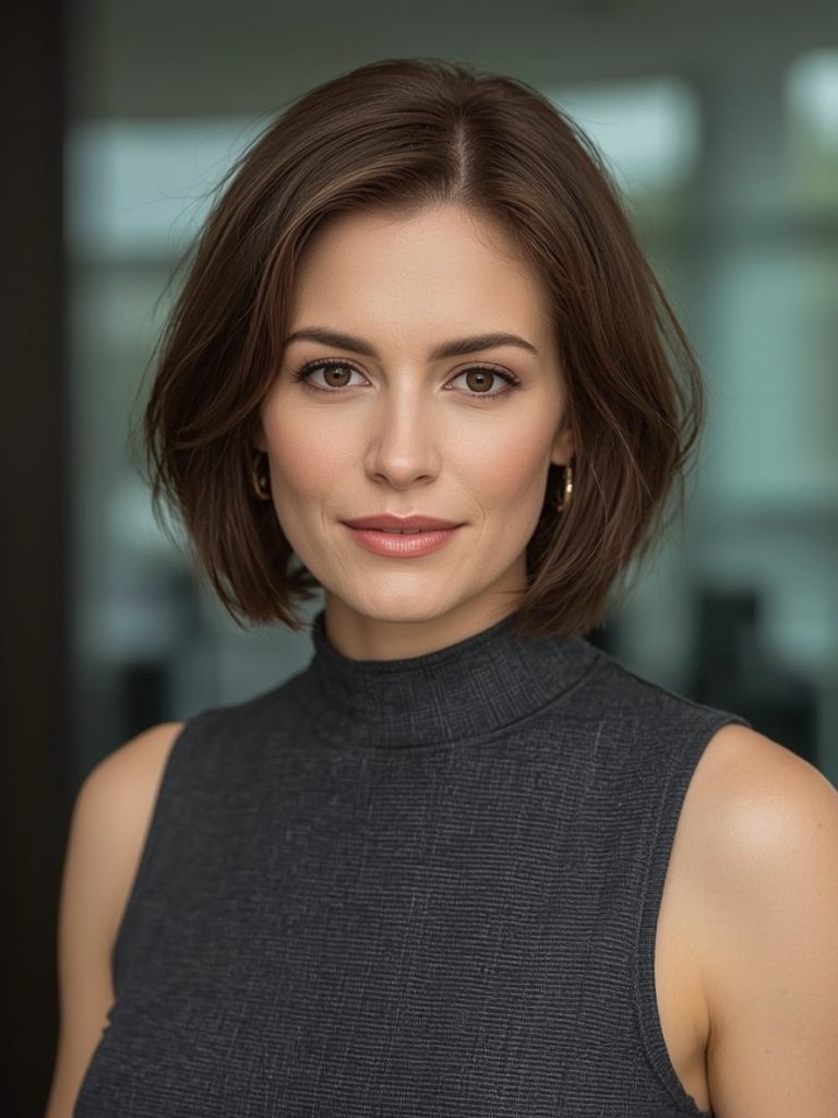 Hairstyles For Thin Fine Hair Over 60: Angled Bob with Subtle Layers