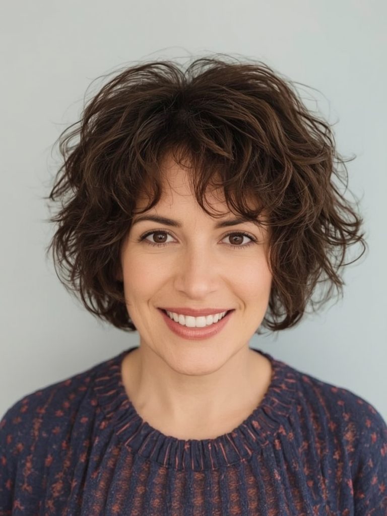 Hairstyles For Thin Fine Hair Over 60: Curly Pixie with Volume on Top