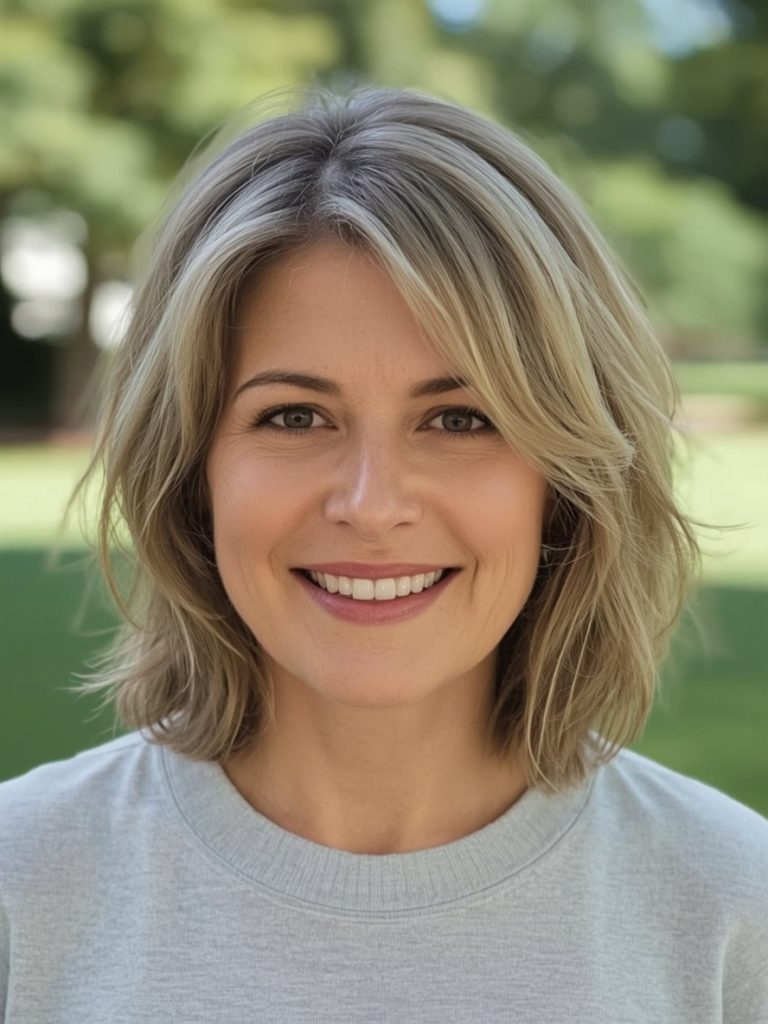 Hairstyles For Thin Fine Hair Over 60: Feathered Layers with a Gentle Flip