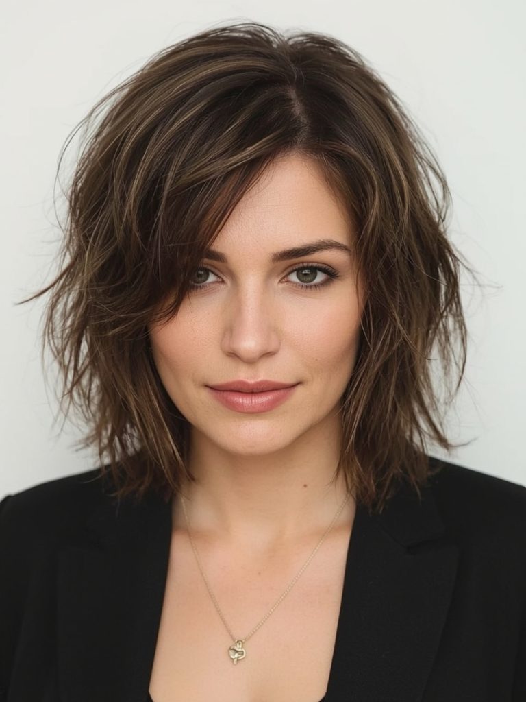 Hairstyles For Thin Fine Hair Over 60: Side-Parted Bob with Tucked Behind the Ear