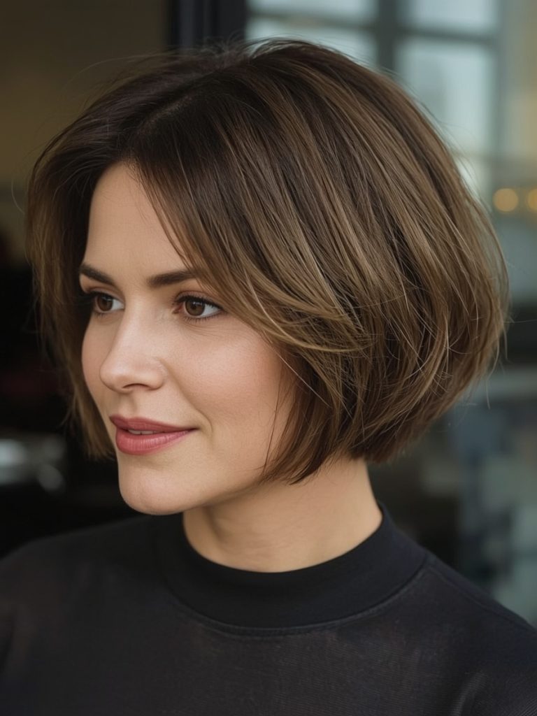 Hairstyles For Thin Fine Hair Over 60: Layered Crop with a Textured Finish