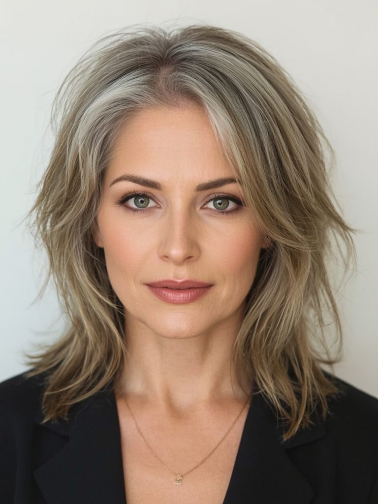 Hairstyles For Thin Fine Hair Over 60: Choppy Layers with Volume at the Crown