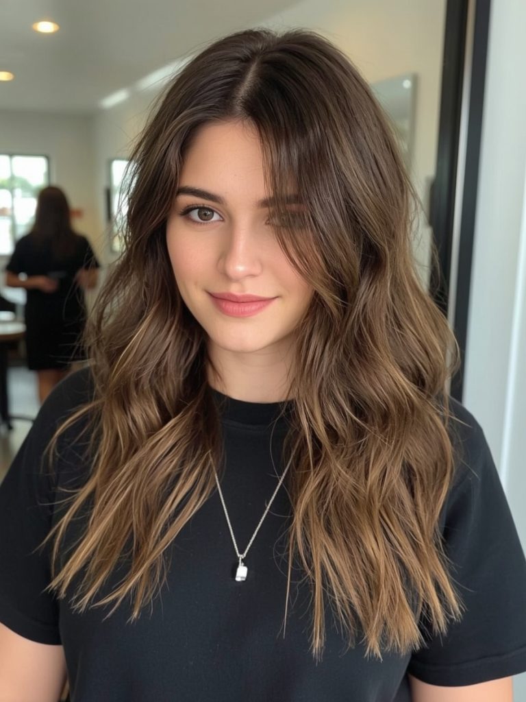 Honey Brown Balayage: Cinnamon Streaks