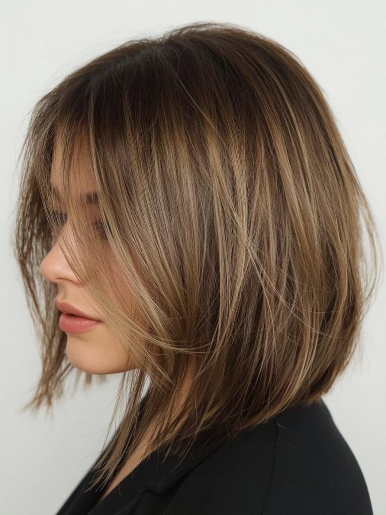 Shoulder Length Angled Lob for Thin Fine Hair
